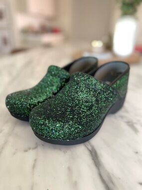 Dansko XP 2.0 Elixir Green Glitter Party Clogs Fairycore Mermaid